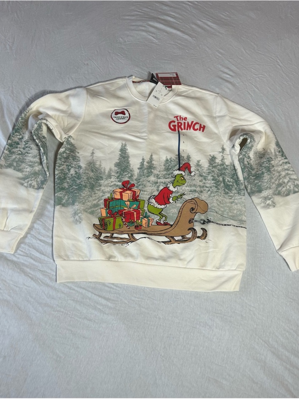 MAD Engine White The Grinch Graphic Crewneck Sweatshirt
